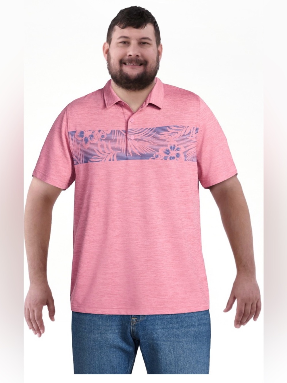 NWT George Floral pink Short-Sleeve Performance Polo